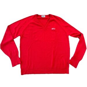 Vintage Etonic West End Red V Neck Golf Tennis Sweater Logo Preppy No Size